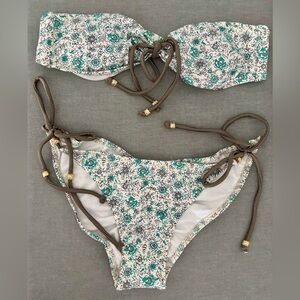 Eberjey Floral Bikini with Gold Details with Bandeau top